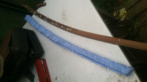 Liston en cours de ponçage  collage pu le bison